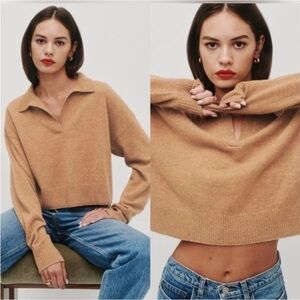Reformation cropped cashmere polo